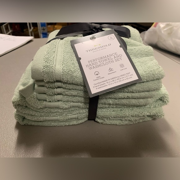 Threshold Bath Threshold 6 Piece Green Towel Set Wash Clothes Hand